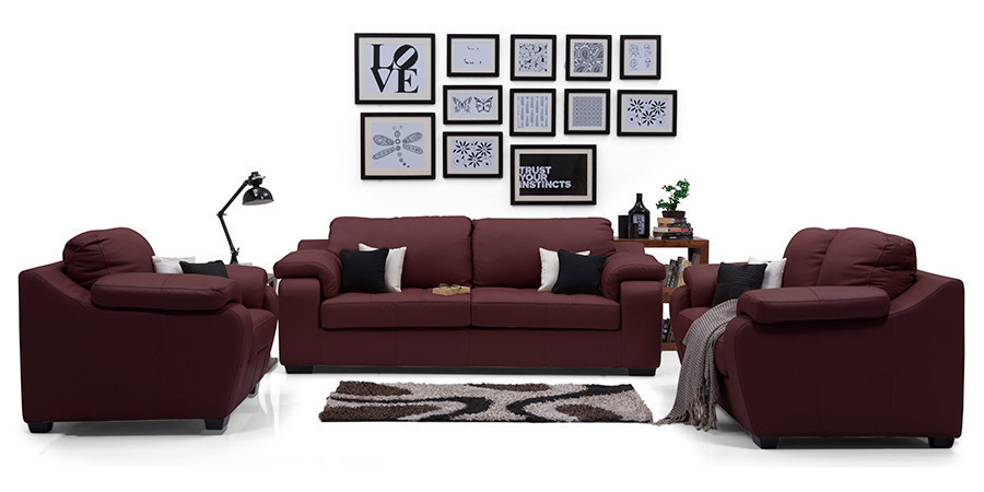 Tribunal Leather Sofa (Wine)